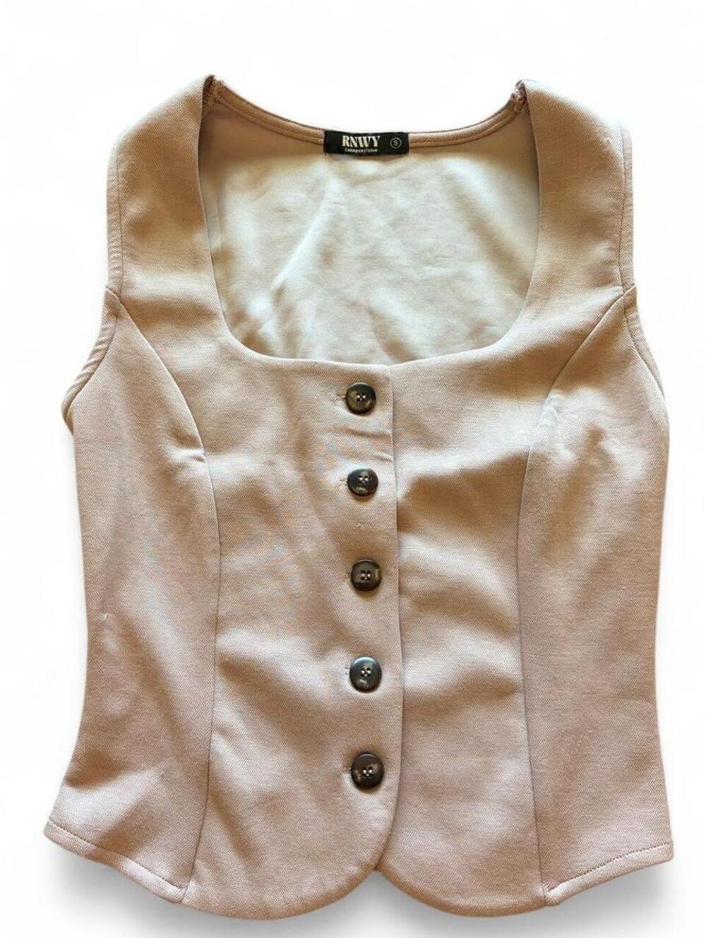 RNWY Contemporary/Tailored Square-Neck Button-Front Vest